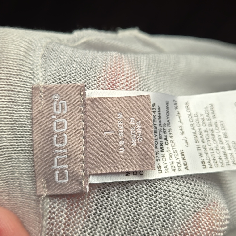 Chico’s Light Heather Gray Open Front Cardigan – Soft Everyday Layer, Size 1 (M) - Picture 8 of 9